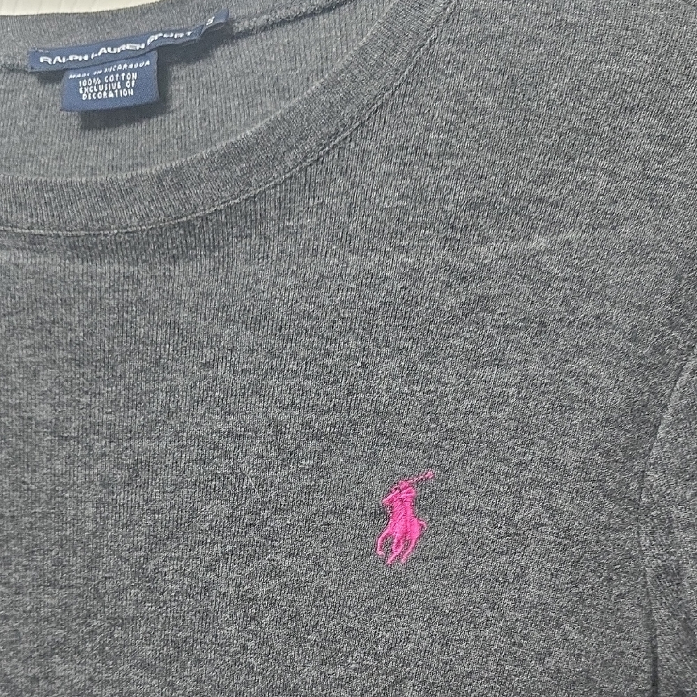 Ralph Lauren Charcoal Knit with Pink Emblem
